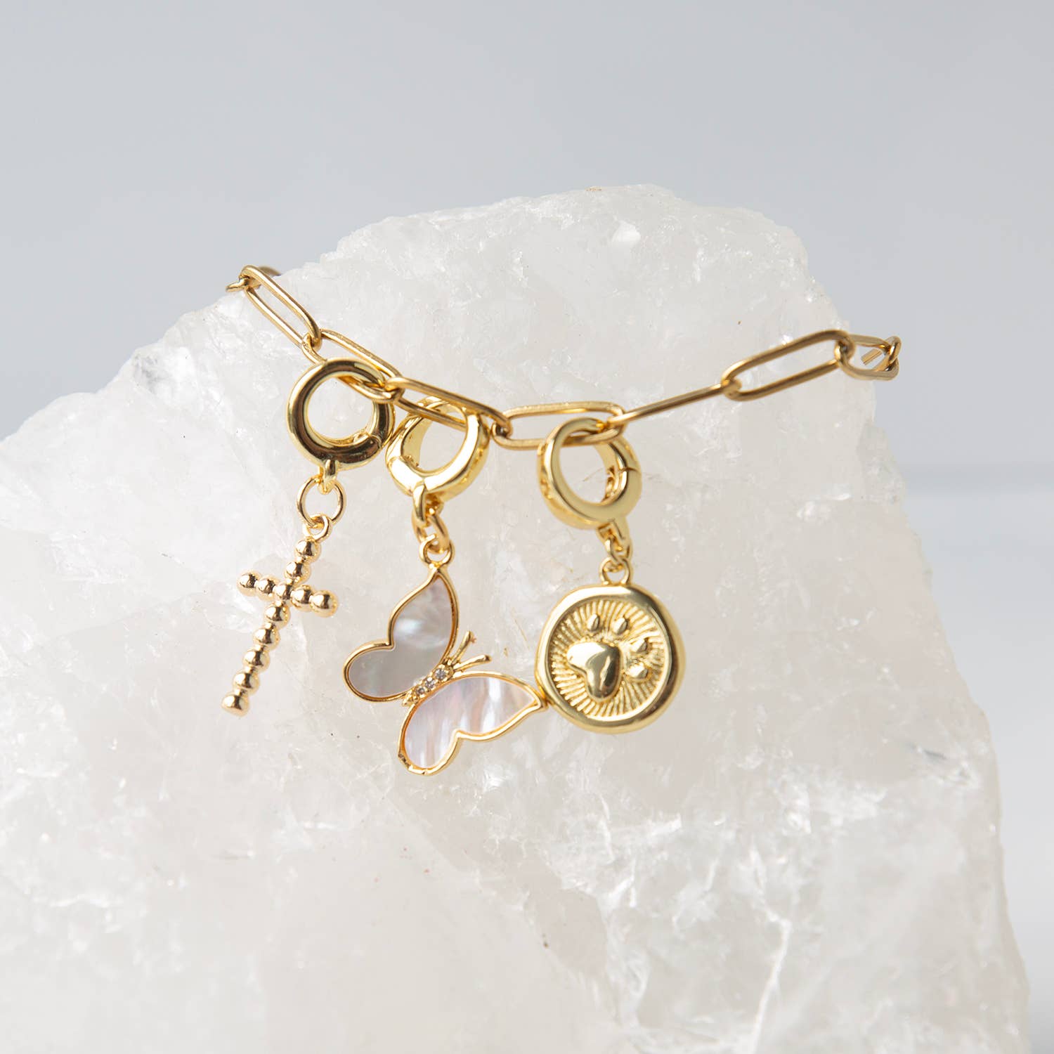 Butterfly Charm, Mother of Pearl, Charm Bar