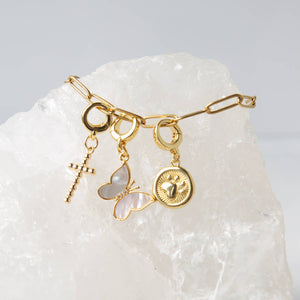 Butterfly Charm, Mother of Pearl, Charm Bar