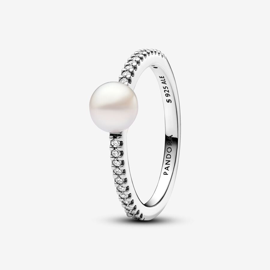 Treated Freshwater Cultured Pearl & Pavé Ring - Pandora - 193158C01