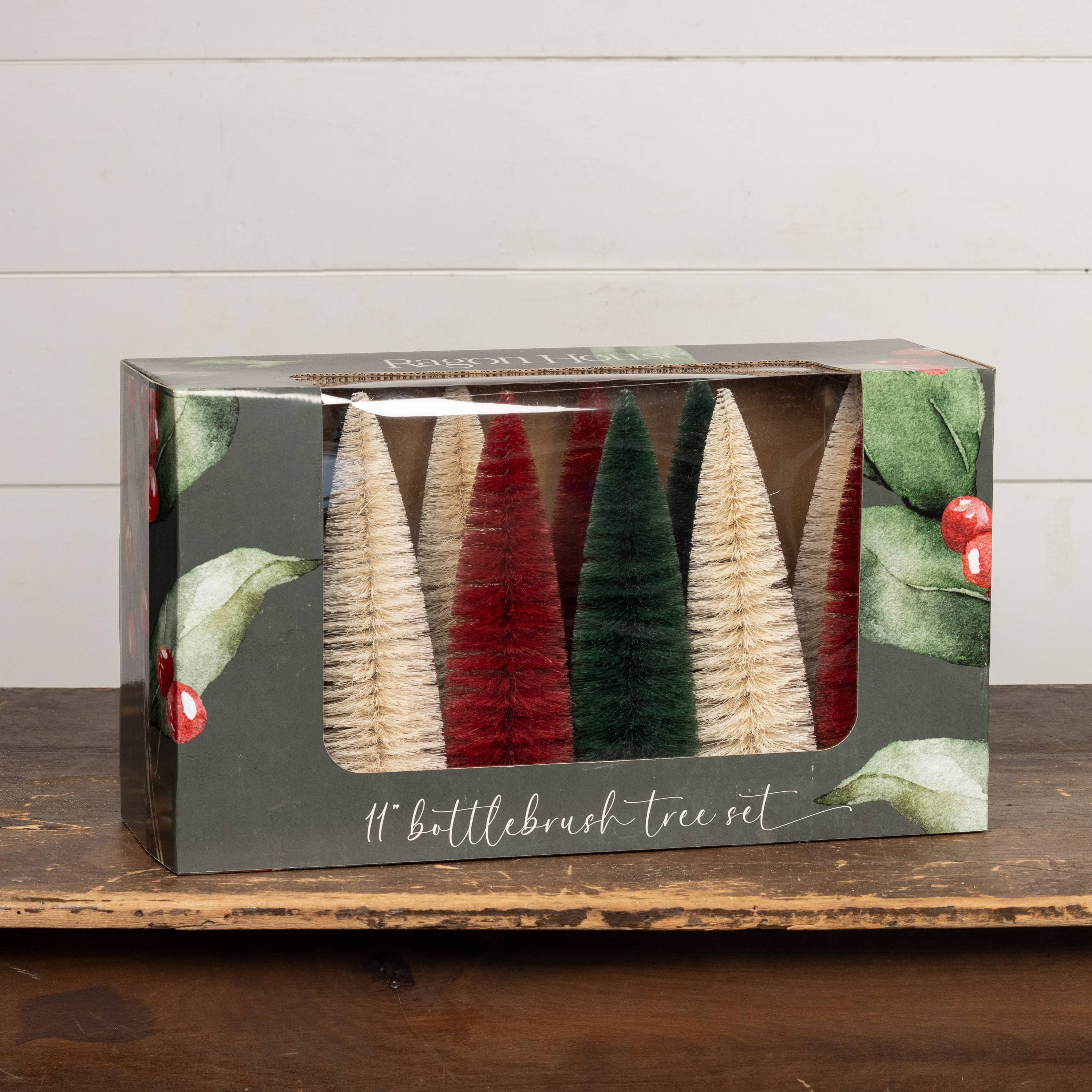EACH SOLD SEPARATELY 11" HOLIDAY BOTTLEBRUSH TREES each