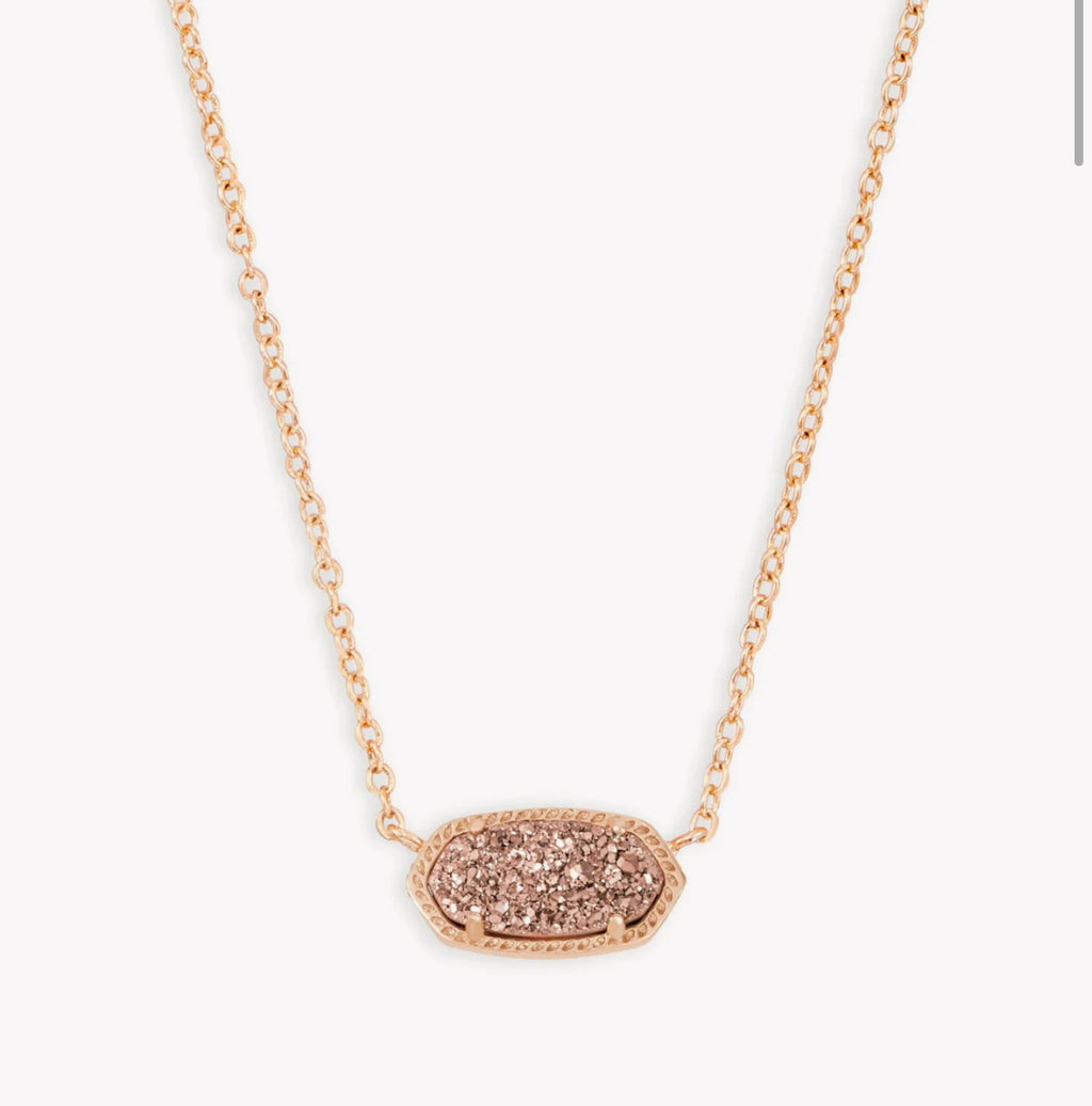 ELISA SHORT PENDANT NECKLACE IN ROSE GOLD IN ROSE GOLD  DRUSY