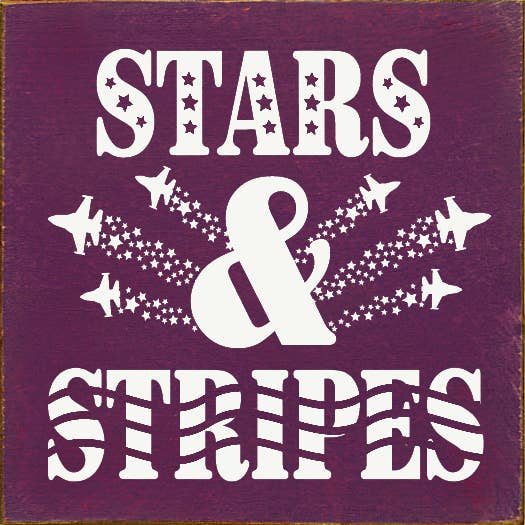 Stars & Stripes (Military Jet) Wood Sign: Old Blue