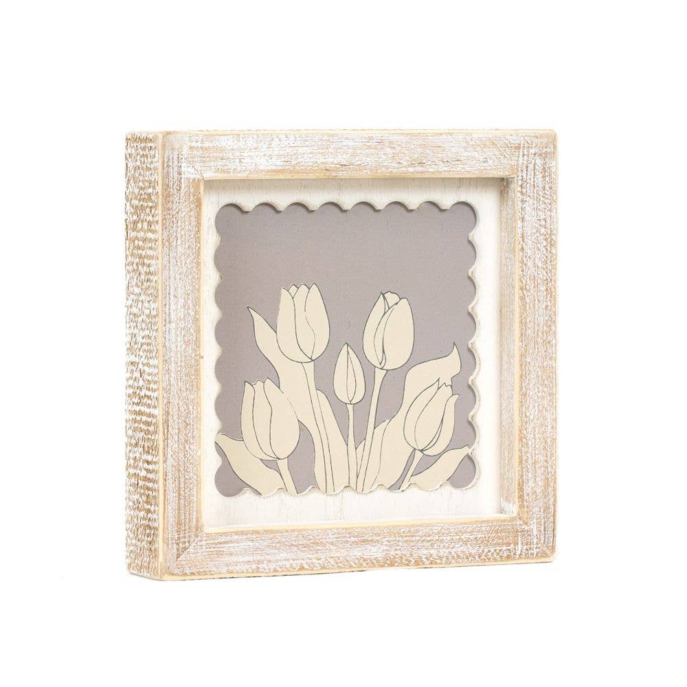 7x7 wood frame sign (TULIPS) 12056