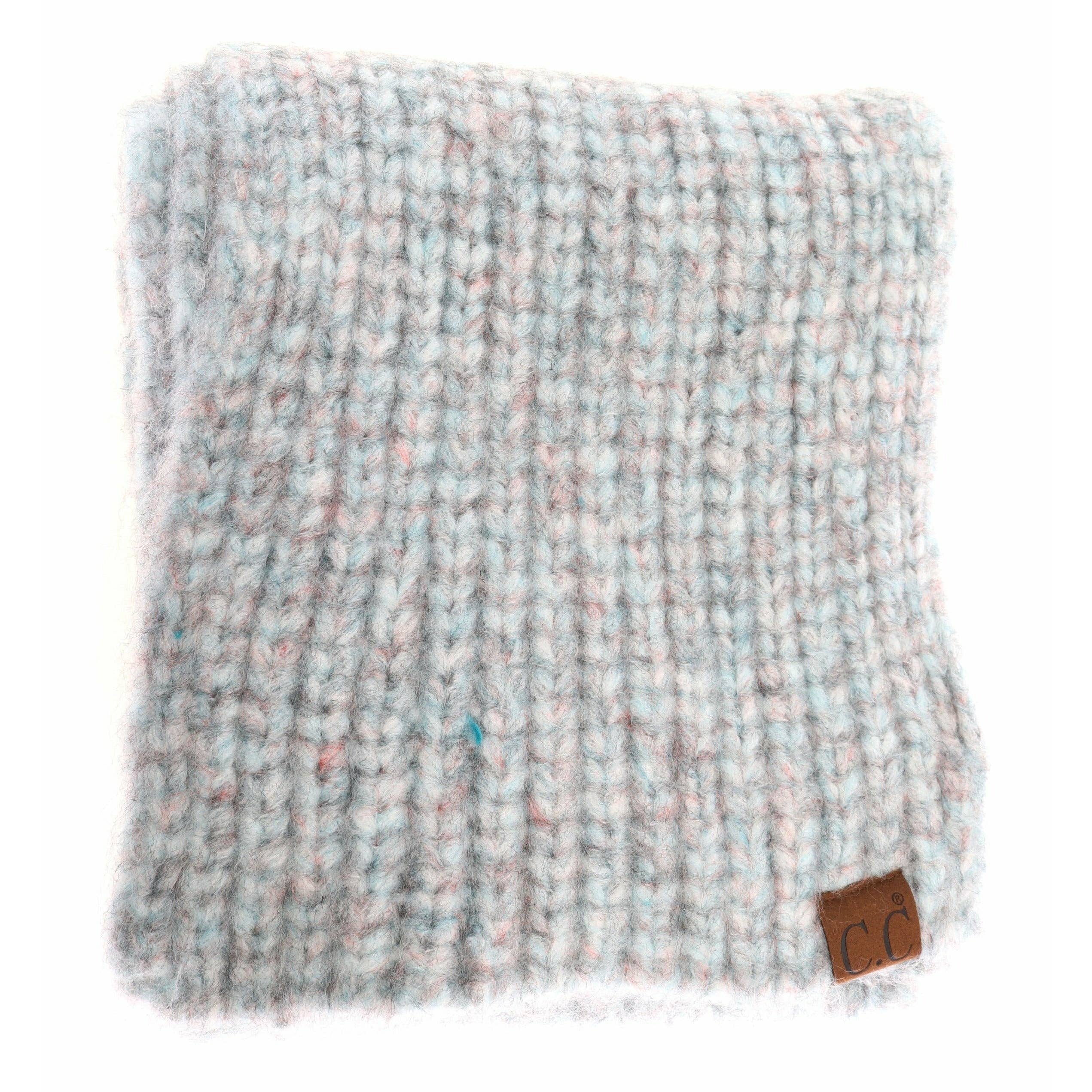 Soft Ribbed Oblong C.C Scarf SF2074: Dk. Grey Multi