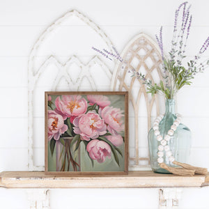 Pink Peony Bouquet Vase: 8 x 8 x 1.5