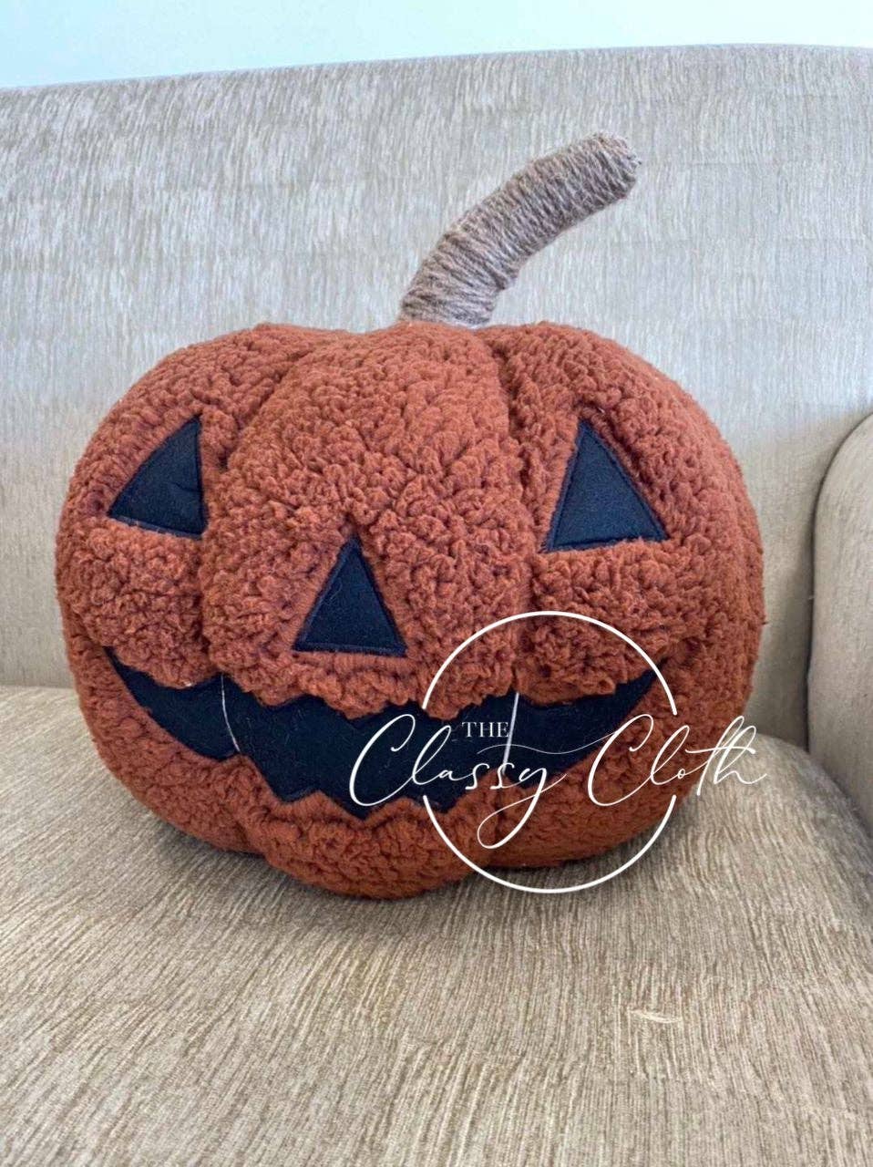 Halloween Sherpa Pillow - Orange Pumpkin