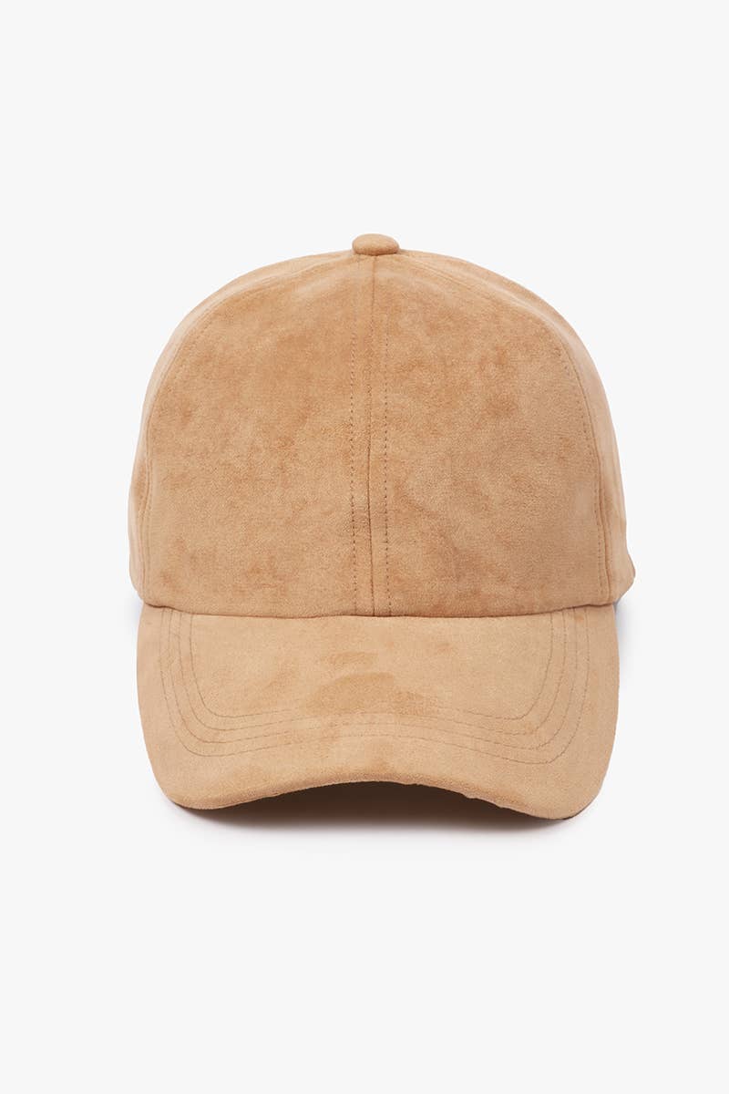 Suede Fall Winter Baseball Cap: Cognac