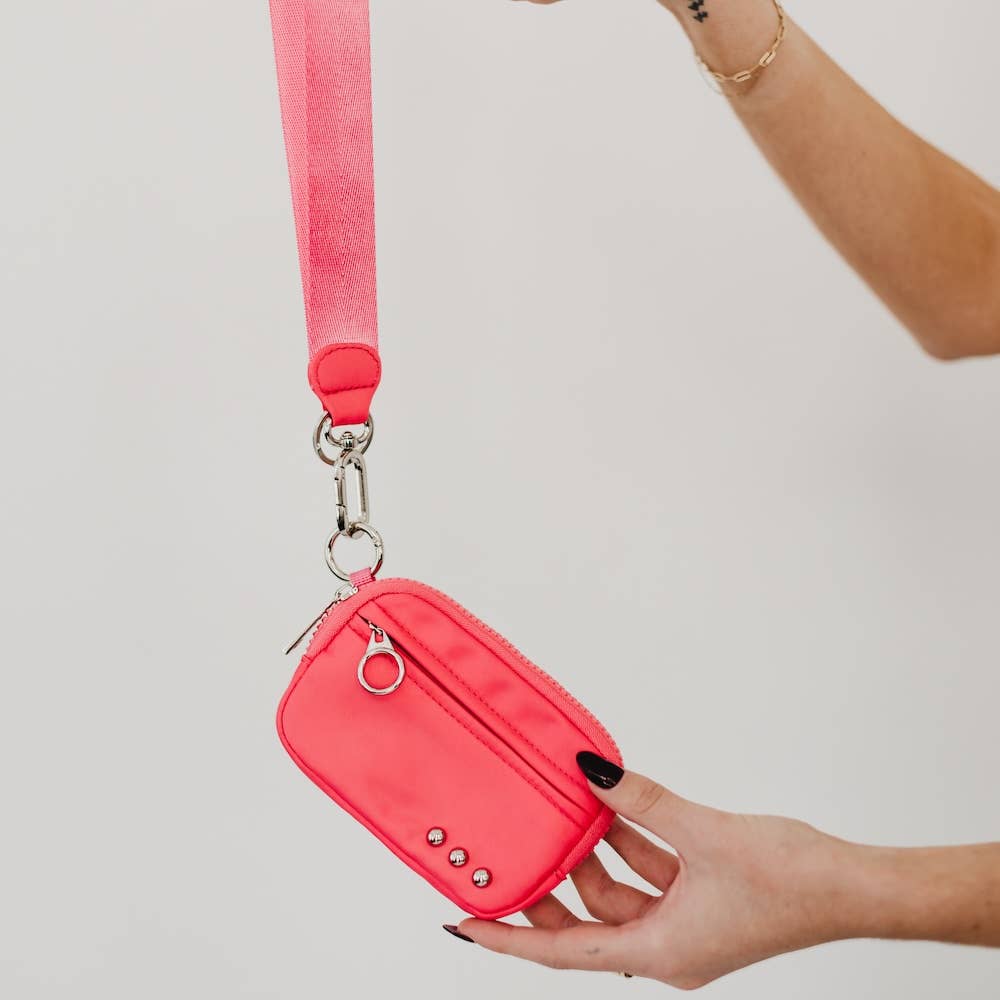 Nelly Nylon Card Wallet Wristlet: Bubblegum Pink