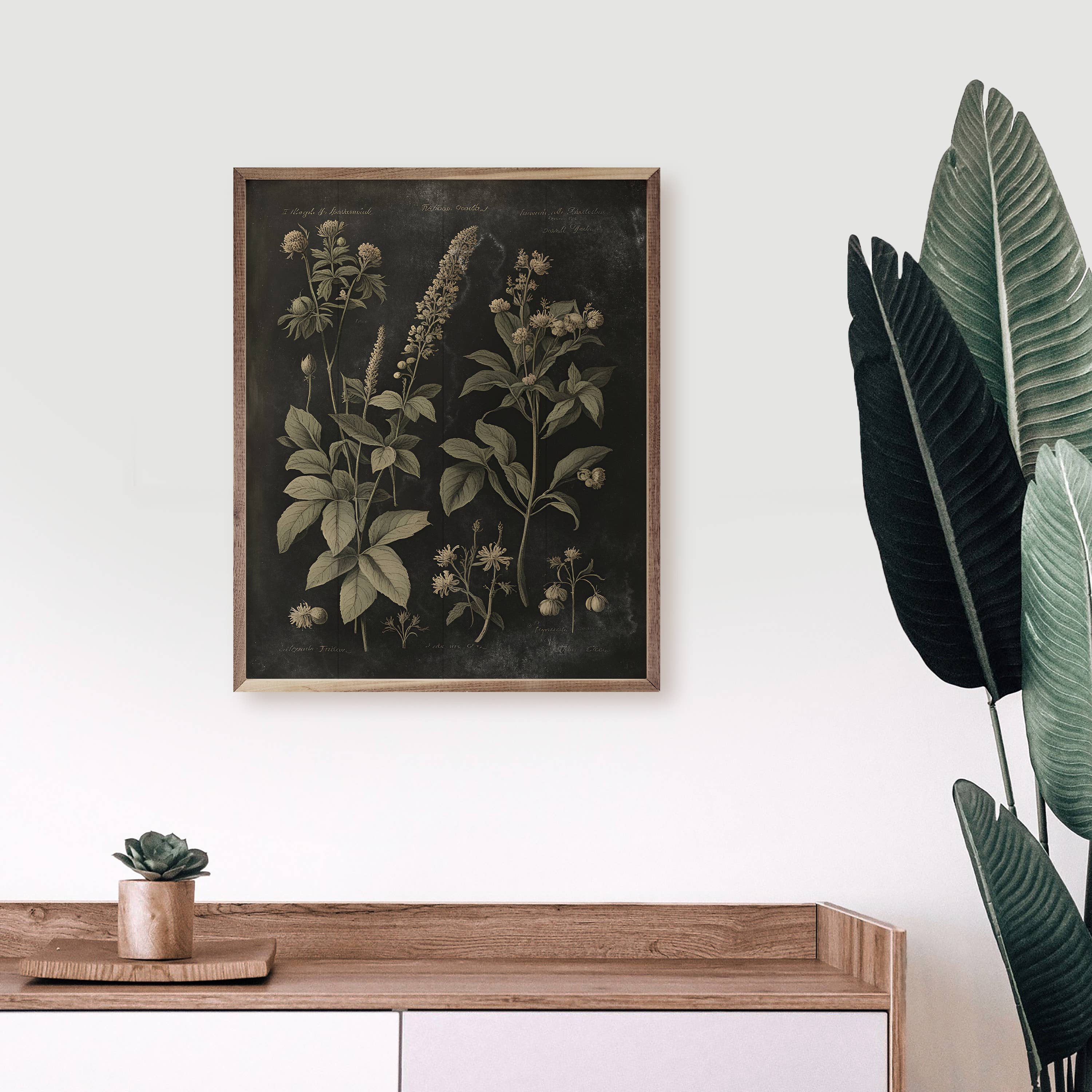 Vintage Neutral Floral Print Black: 16 x 20 x 1.5