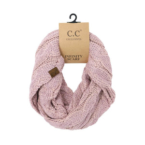 Metallic Cable Knit CC Infinity Scarf SF800MET: Metallic Black