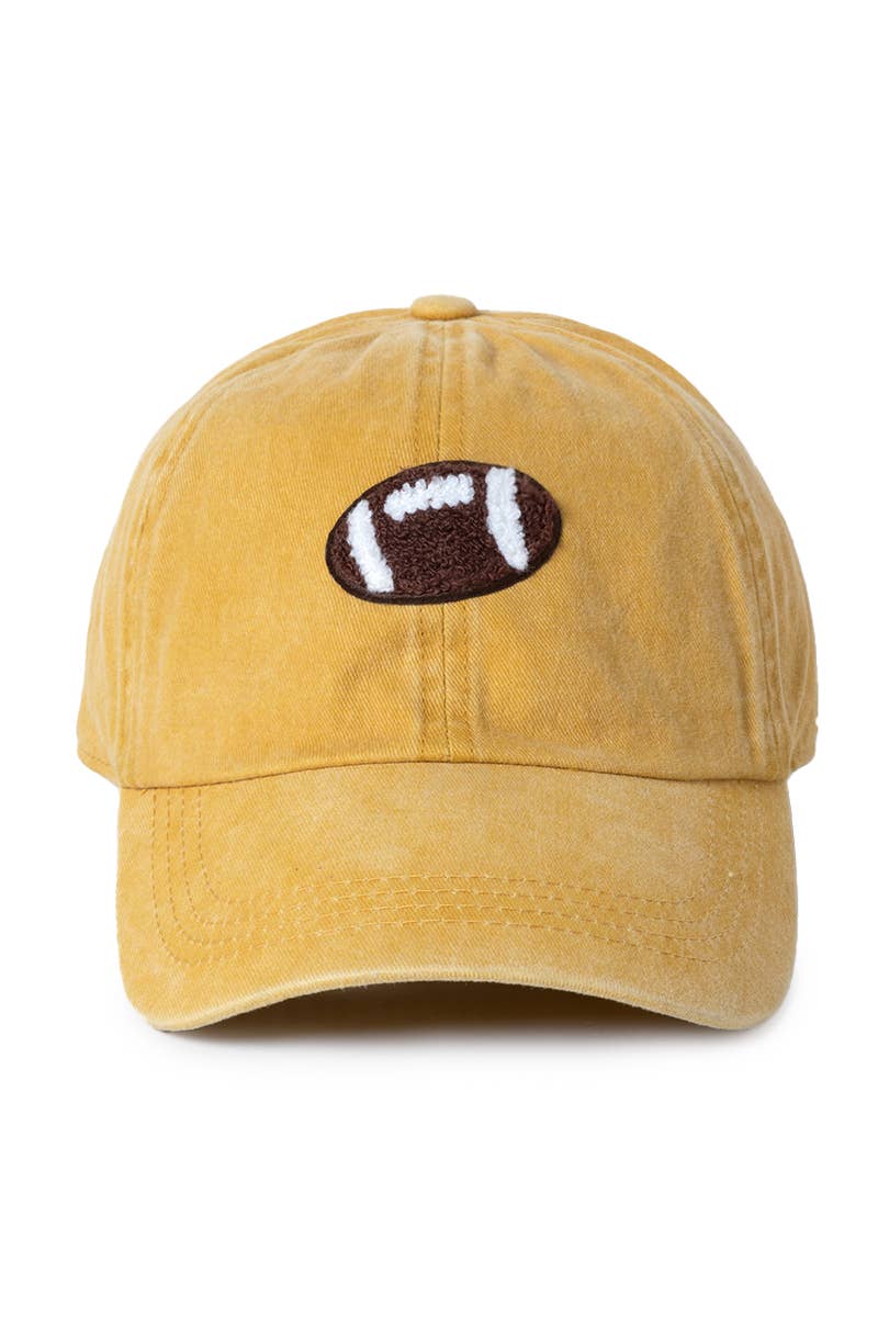GAME DAY Chenille Football Patch Washed baseball cap: Khaki
