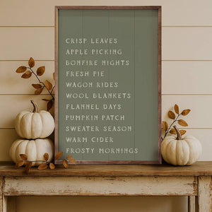 Autumn Activities List Green: 10x16