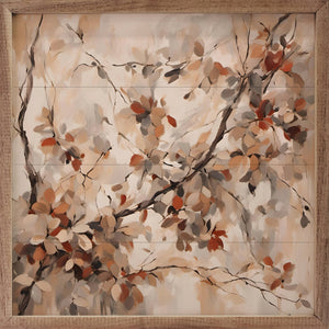 Red Flowers On Branch: 8 x 8 x 1.5