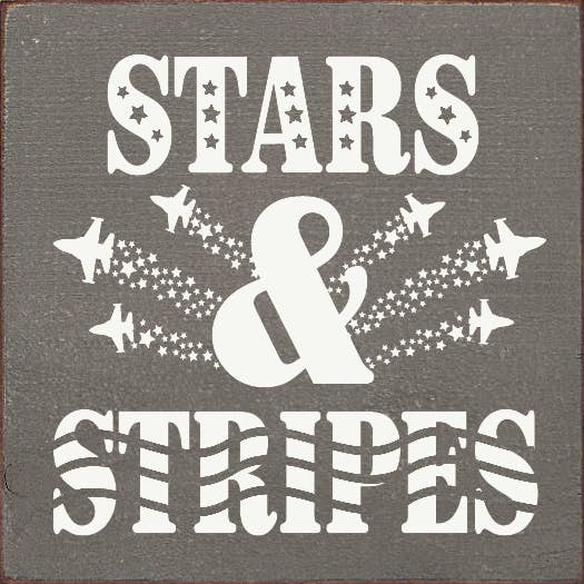 Stars & Stripes (Military Jet) Wood Sign: Old Blue