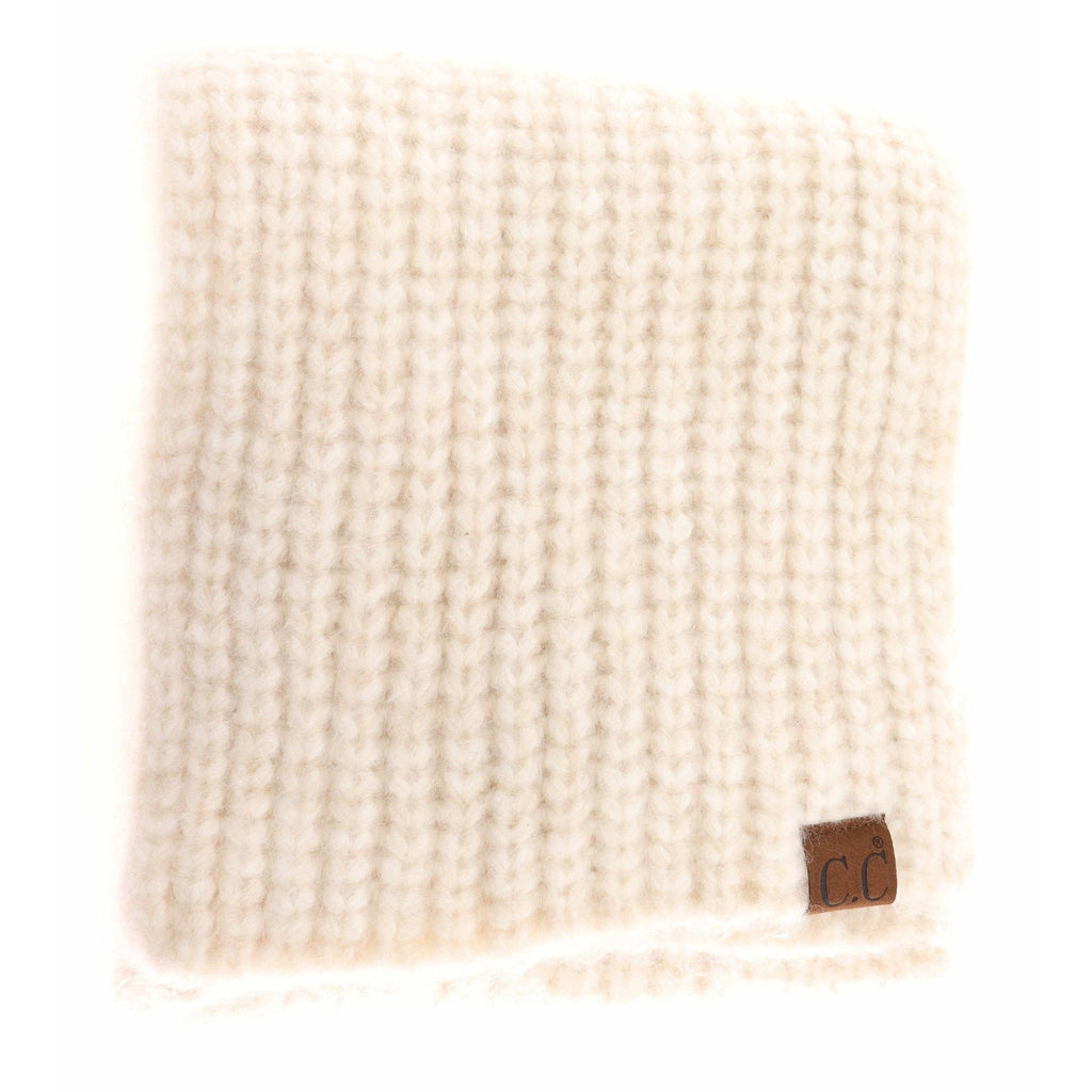 Soft Ribbed Oblong C.C Scarf SF2074: Oatmeal Multi