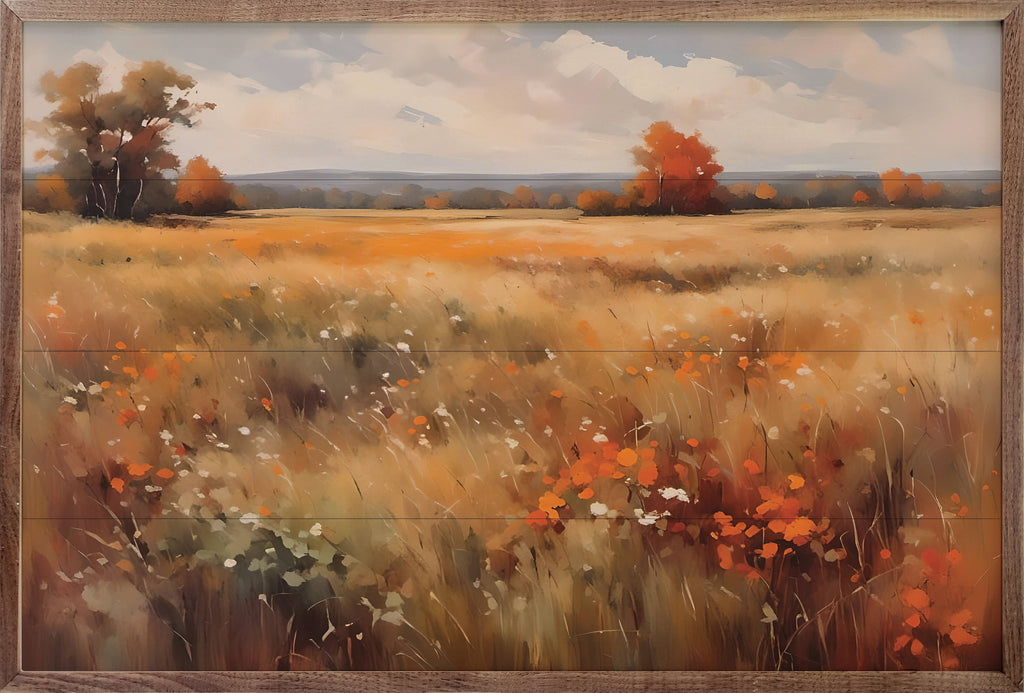 Autumn Field With Orange: 24x16