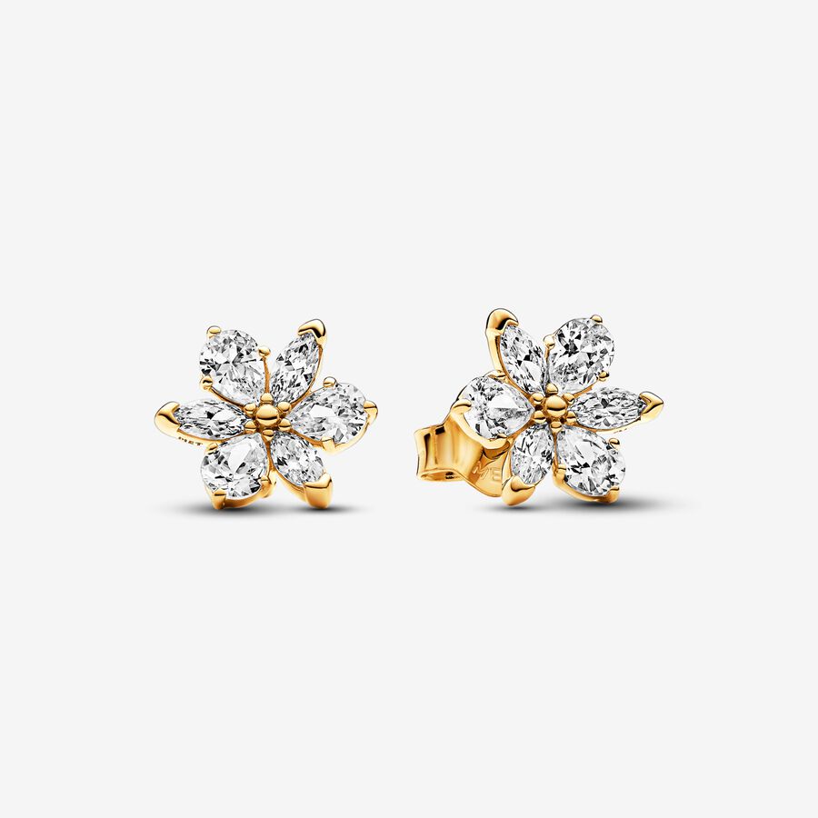 14k Gold-plated Sparkling Herbarium Cluster Stud Earrings - Pandora - 262633C01