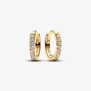 14k Gold-plated Sparkling Huggie Hoop Earrings - Pandora - 263015C01