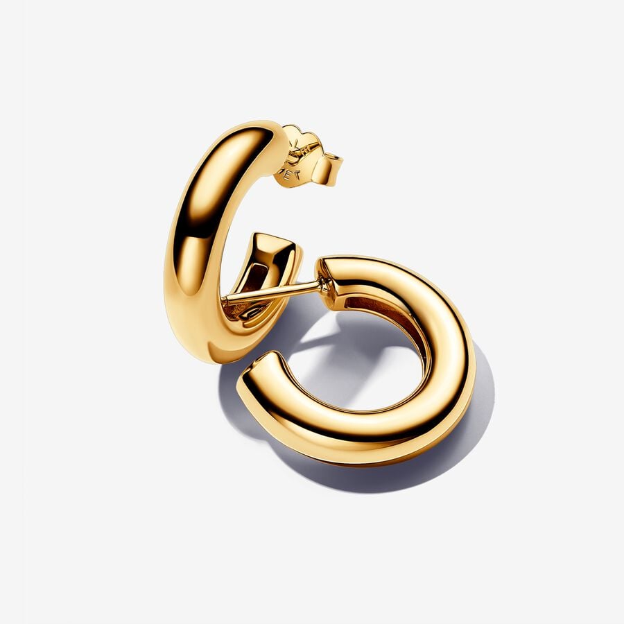 14k Gold-plated Round Open Hoop Earrings - Pandora - 263266C00