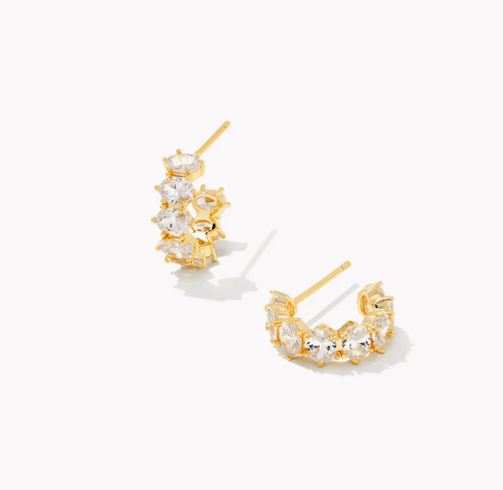 CAILIN CRYSTAL HUGGIE EARRINGS - WHITE CZ