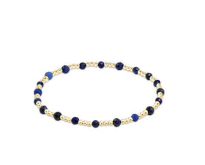 enewton - 6.25" Gemstone Gold Sincerity Pattern 3mm Bead Bracelet - LAPIS