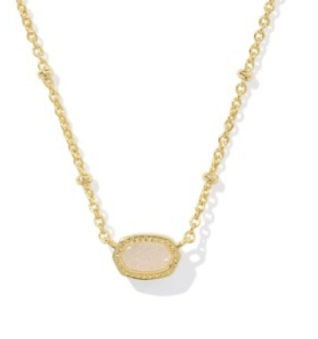 MINI ELISA SATELLITE SHORT PENDANT NECKLACE - IRIDESCENT DRUSY
