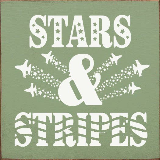 Stars & Stripes (Military Jet) Wood Sign: Old Blue