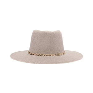 Chain Trim Band C.C Vegan Fabric Hat VFE0003: Oatmeal