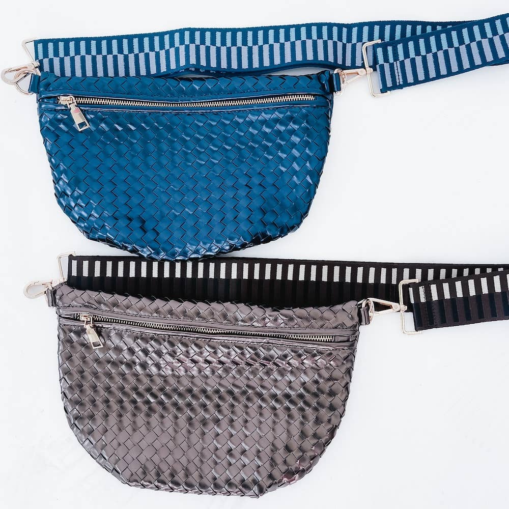 Woven Bum Bag Metallic Gunmetal