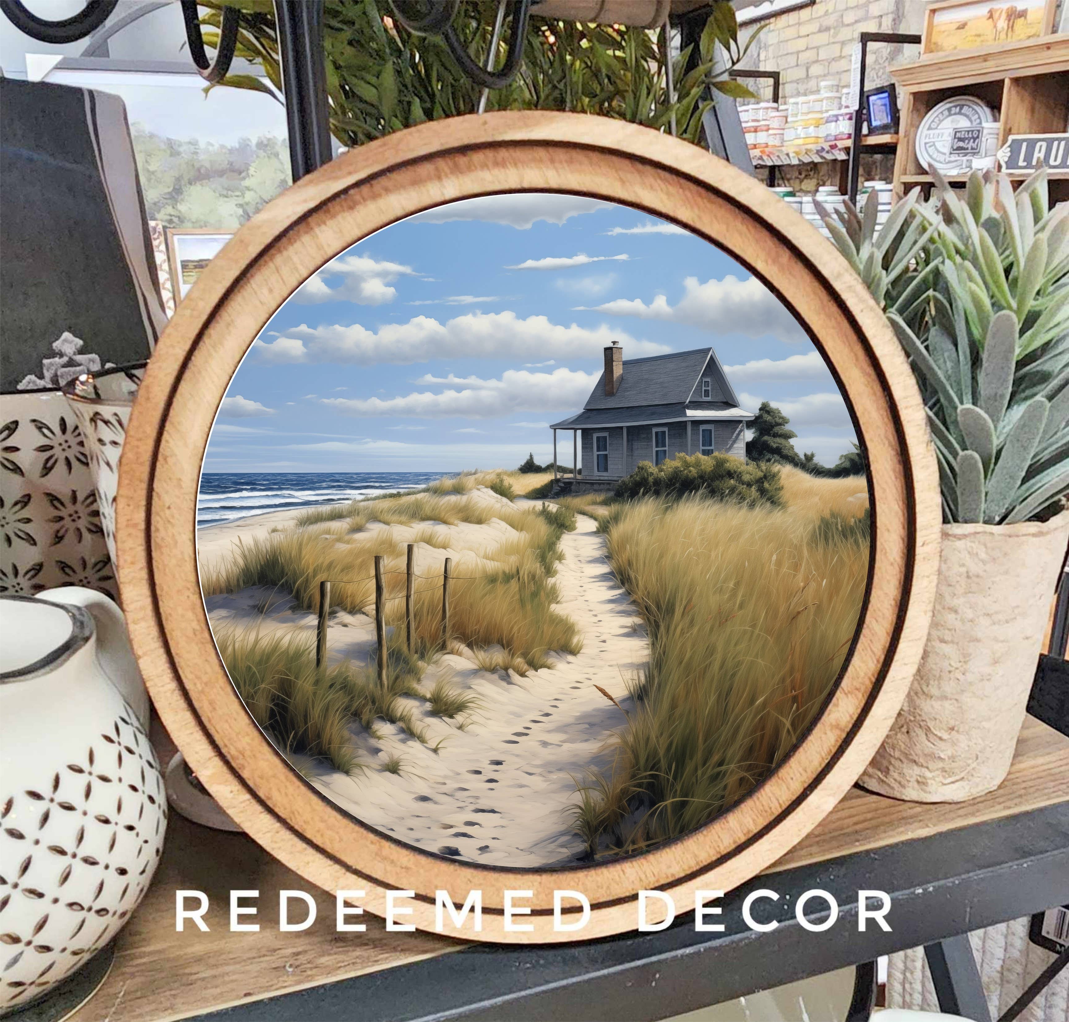 8" Round Beach Cottage Art