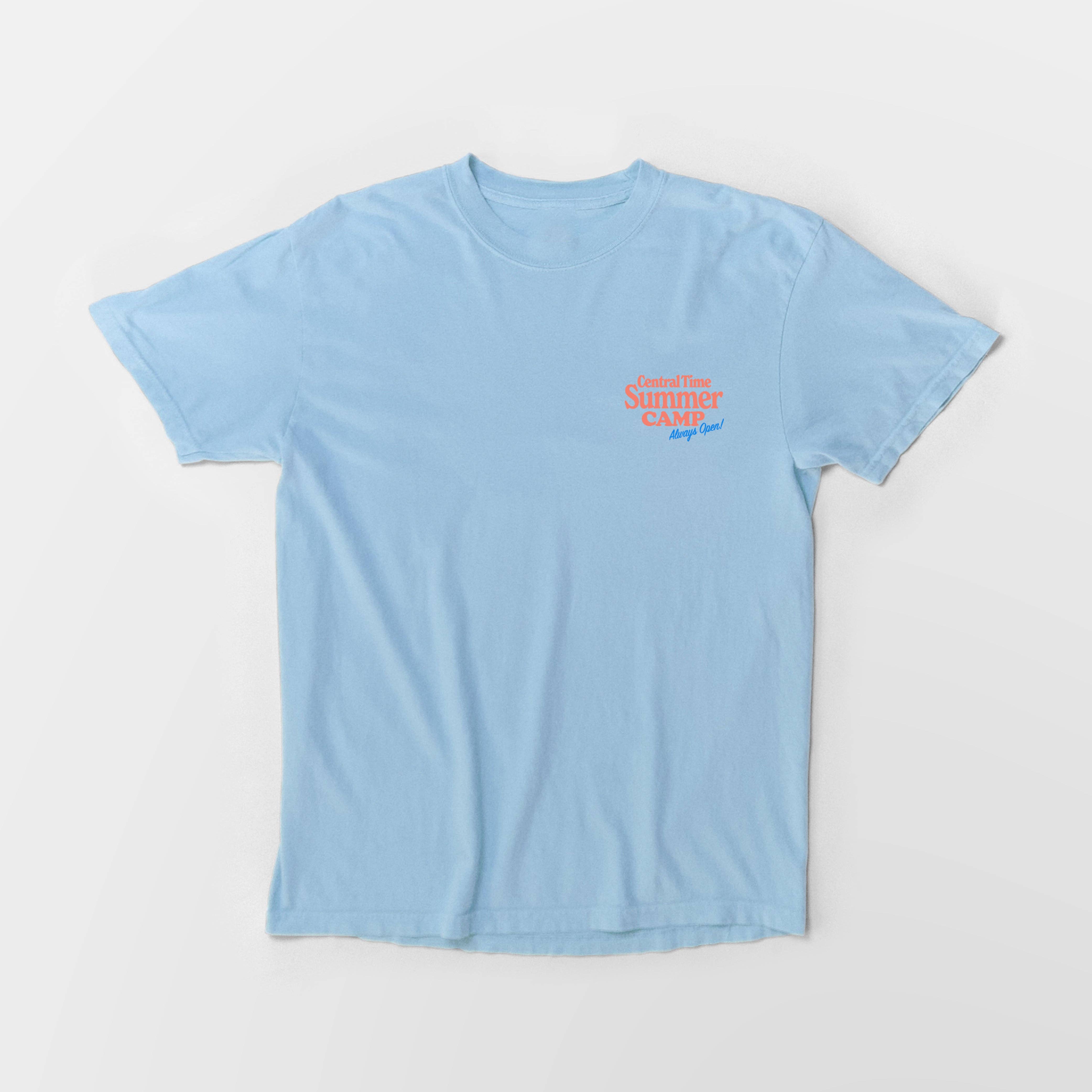 Central Time Summer Camp Heavyweight Tee - Washed Sky Blue: S