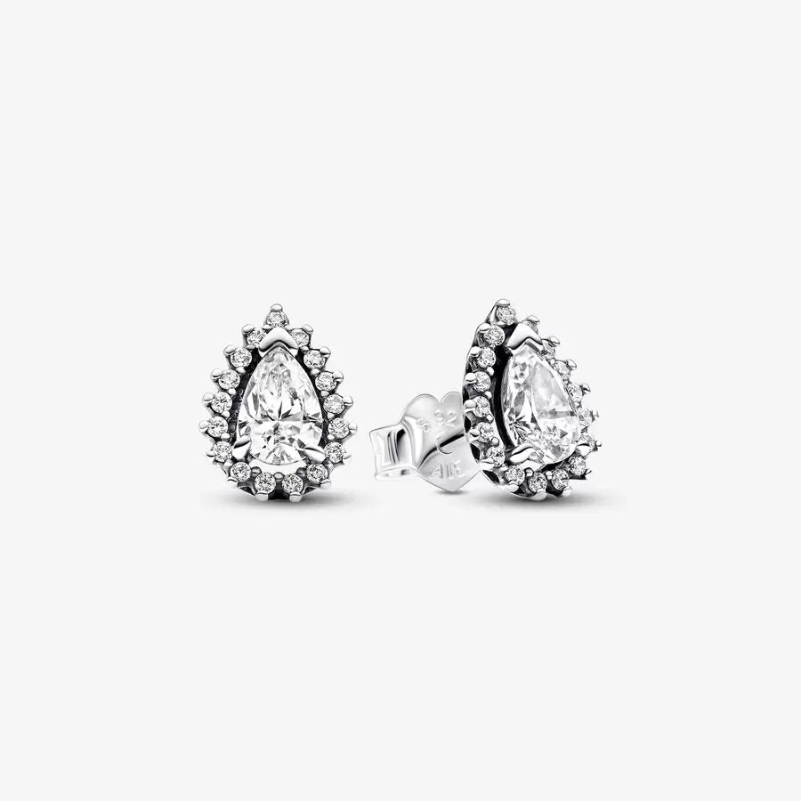 Sparkling Pear Halo Stud Earrings - Pandora - 292834C01