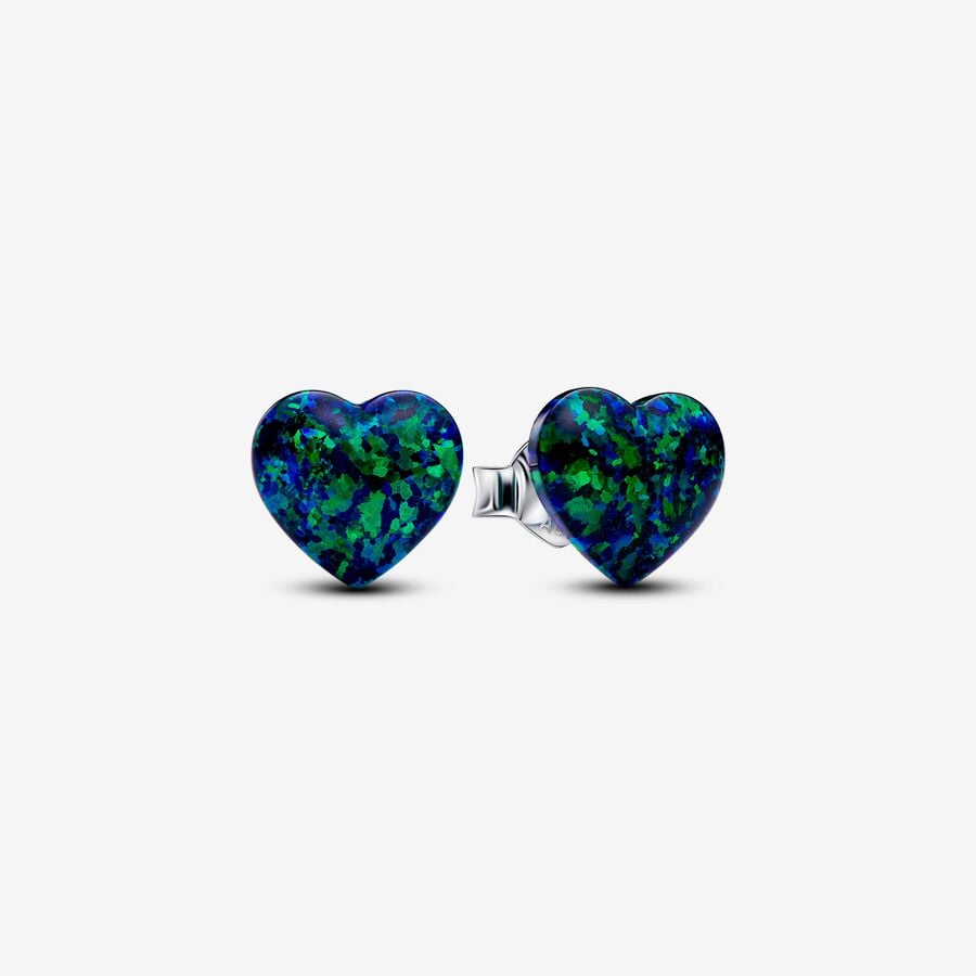 Opalescent Green Heart Stud Earrings - Pandora - 293356C01