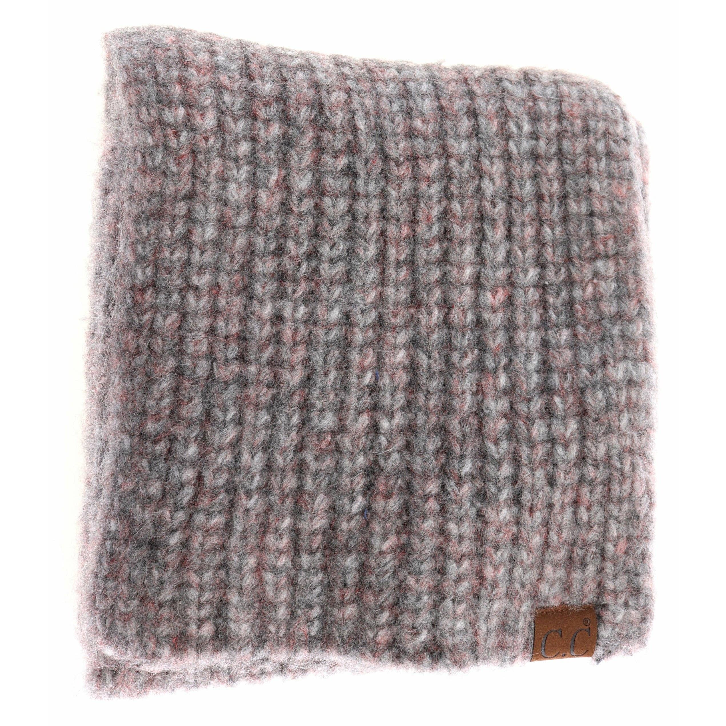 Soft Ribbed Oblong C.C Scarf SF2074: Dk. Grey Multi