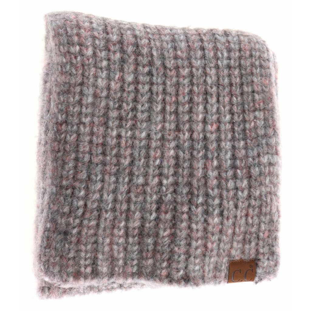 Soft Ribbed Oblong C.C Scarf SF2074: Dk. Grey Multi