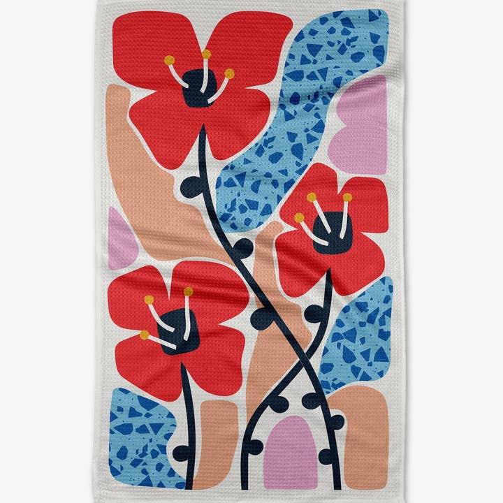 Geometry - Dizzy Poppies Tea Towel