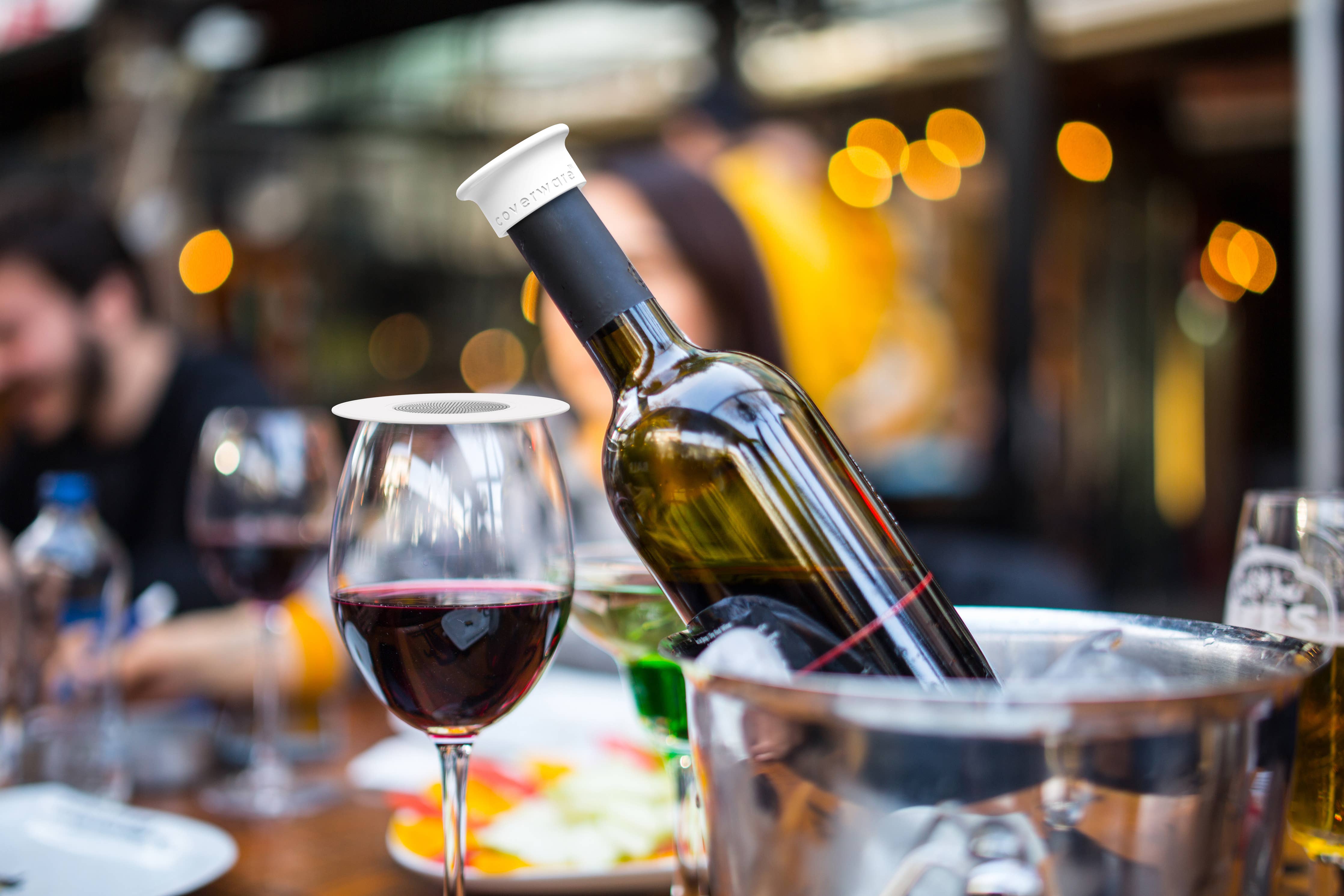 Drink Tops™ VENTILATED Bottle Covers - 2 PK: Black/White