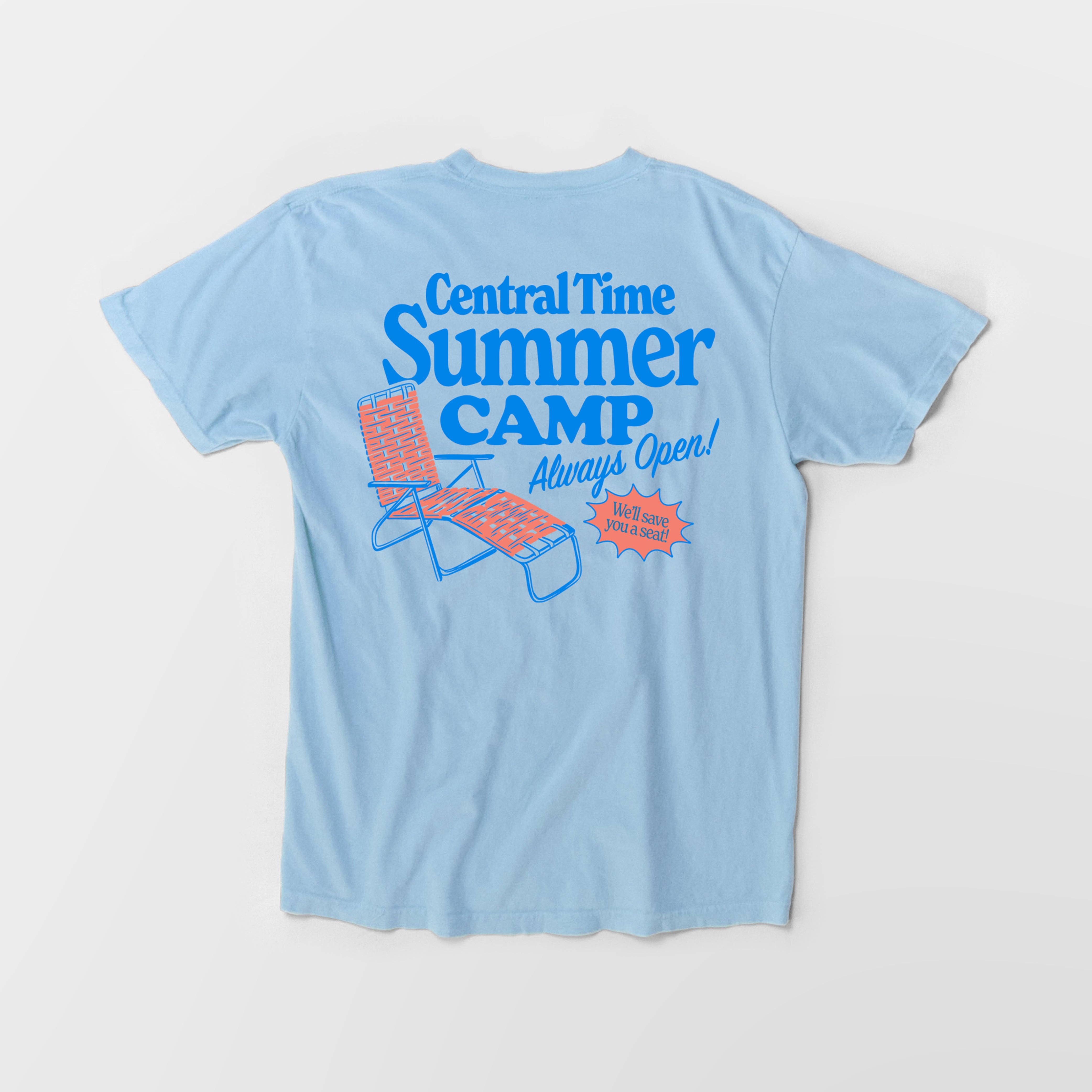 Central Time Summer Camp Heavyweight Tee - Washed Sky Blue: S