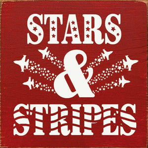 Stars & Stripes (Military Jet) Wood Sign: Old Blue