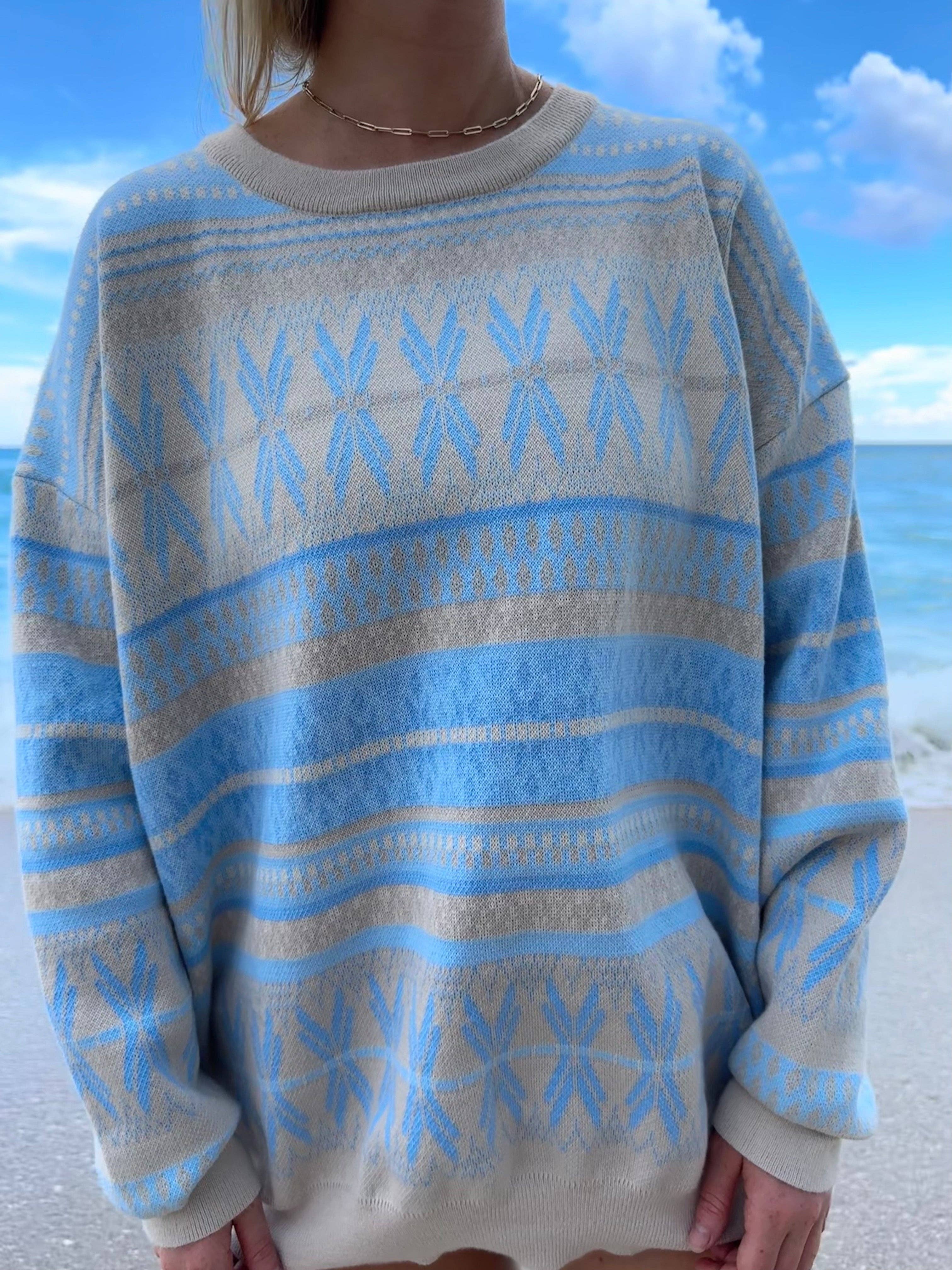 Aspen Ski Winter Sweater: Blue Snowflake / M/L