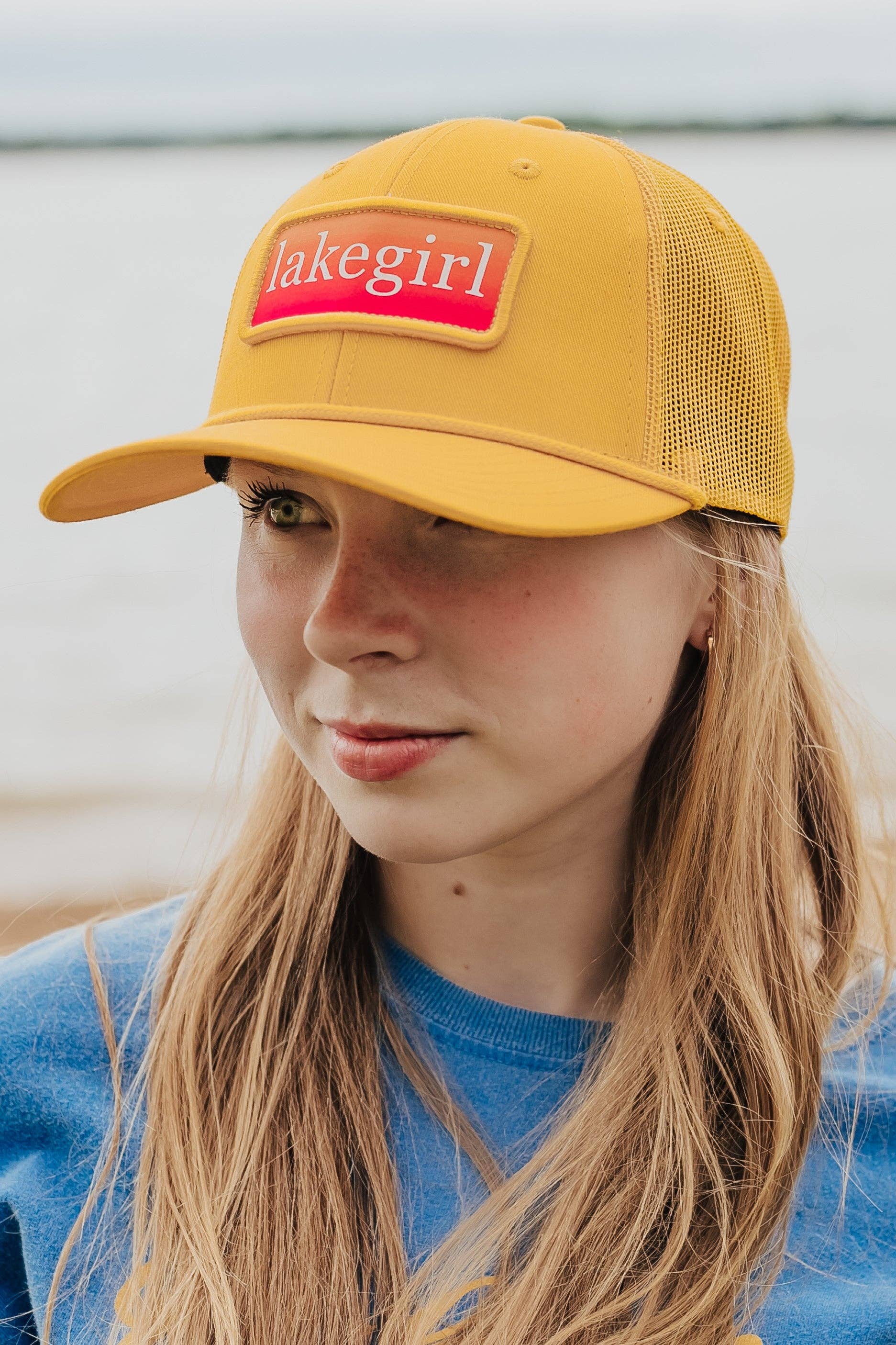 Lakegirl Cotton Twill Cap with Mesh bright colors yellow with hot pink