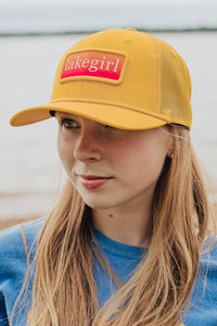Lakegirl Cotton Twill Cap with Mesh bright colors yellow with hot pink
