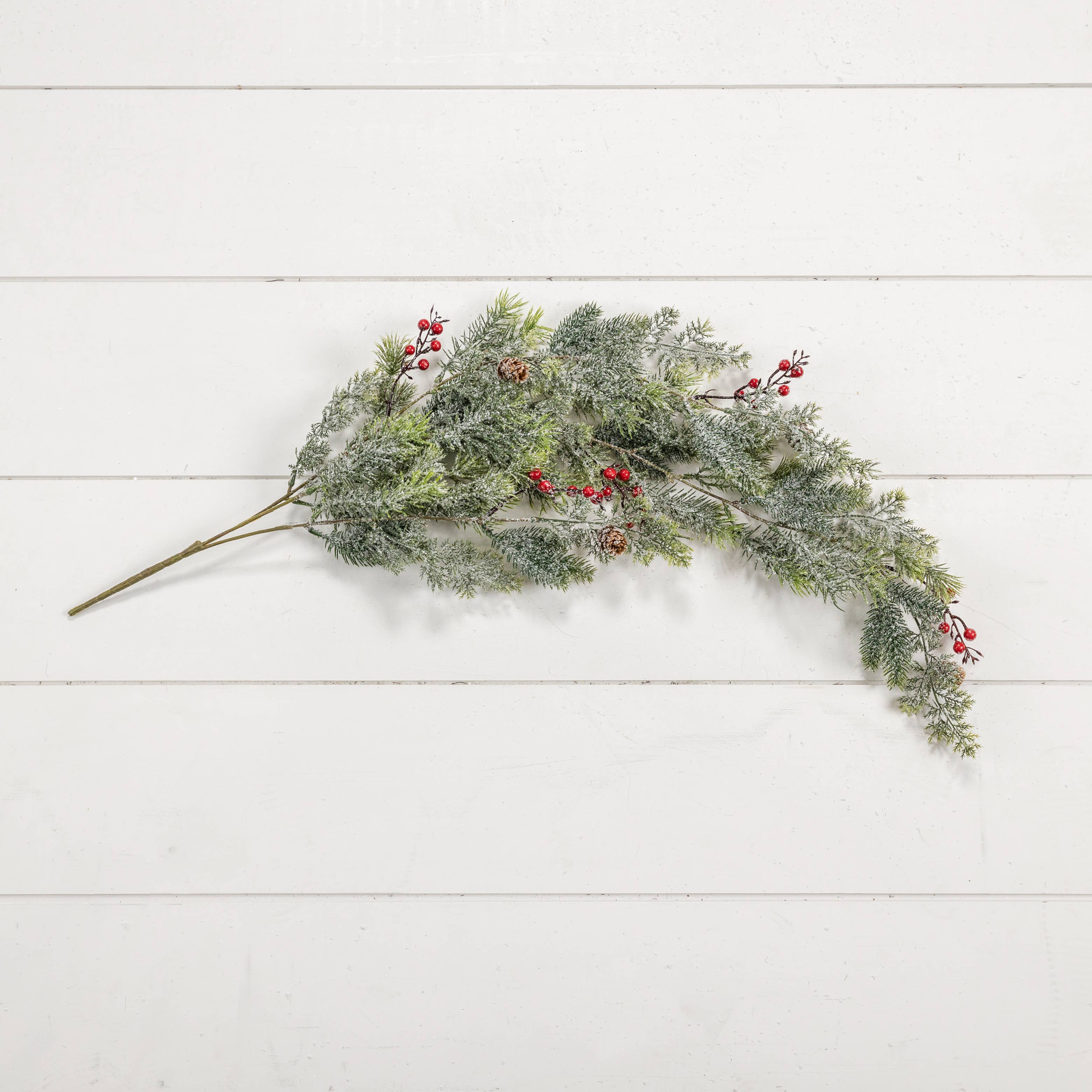 33" SNOW MIX PINE & BERRIES HANGING BUSH