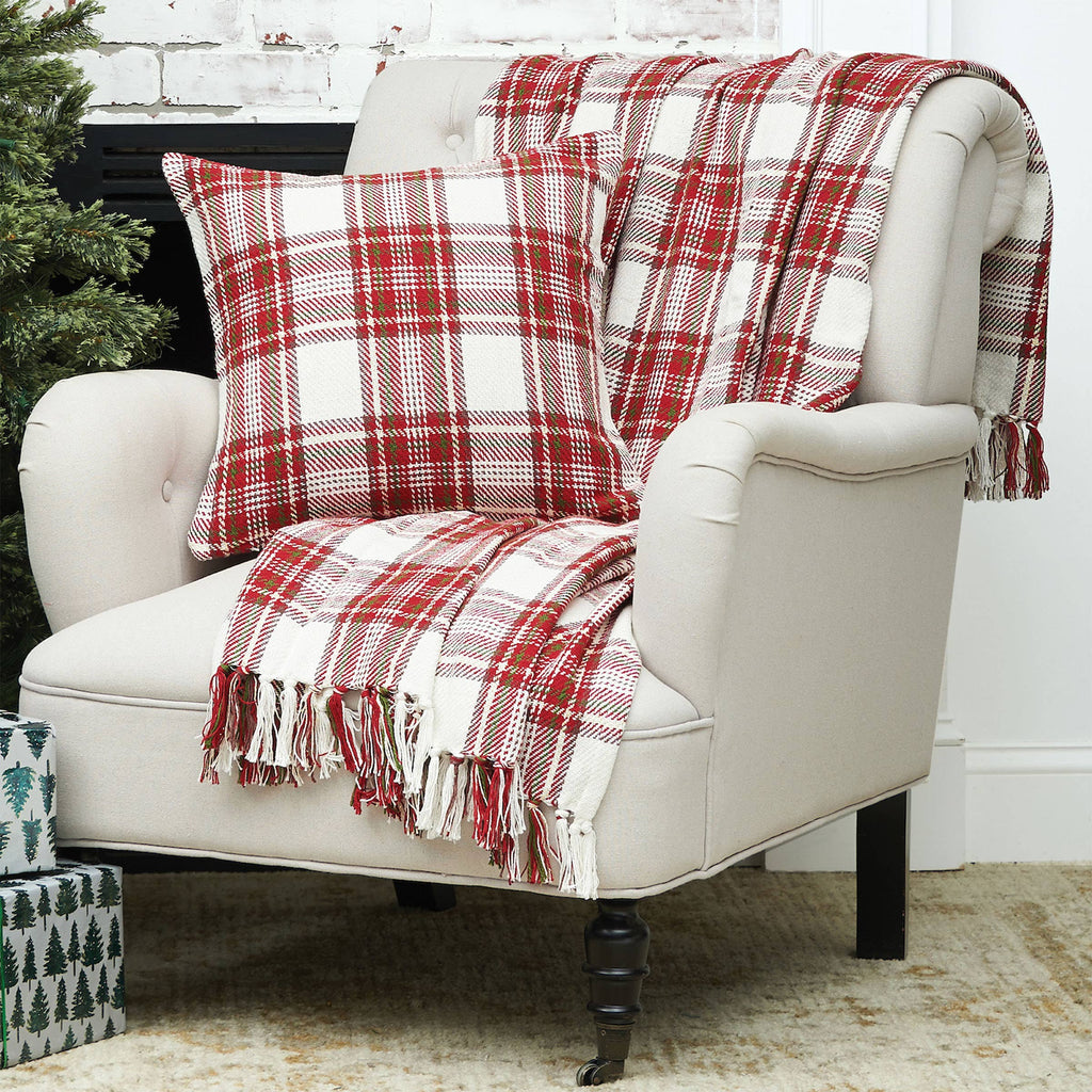 Christmas Gracelyn Red Plaid Throw Blanket