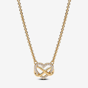 14k Gold-plated Sparkling Infinity Heart Collier Necklace - Pandora - 362666C01-50