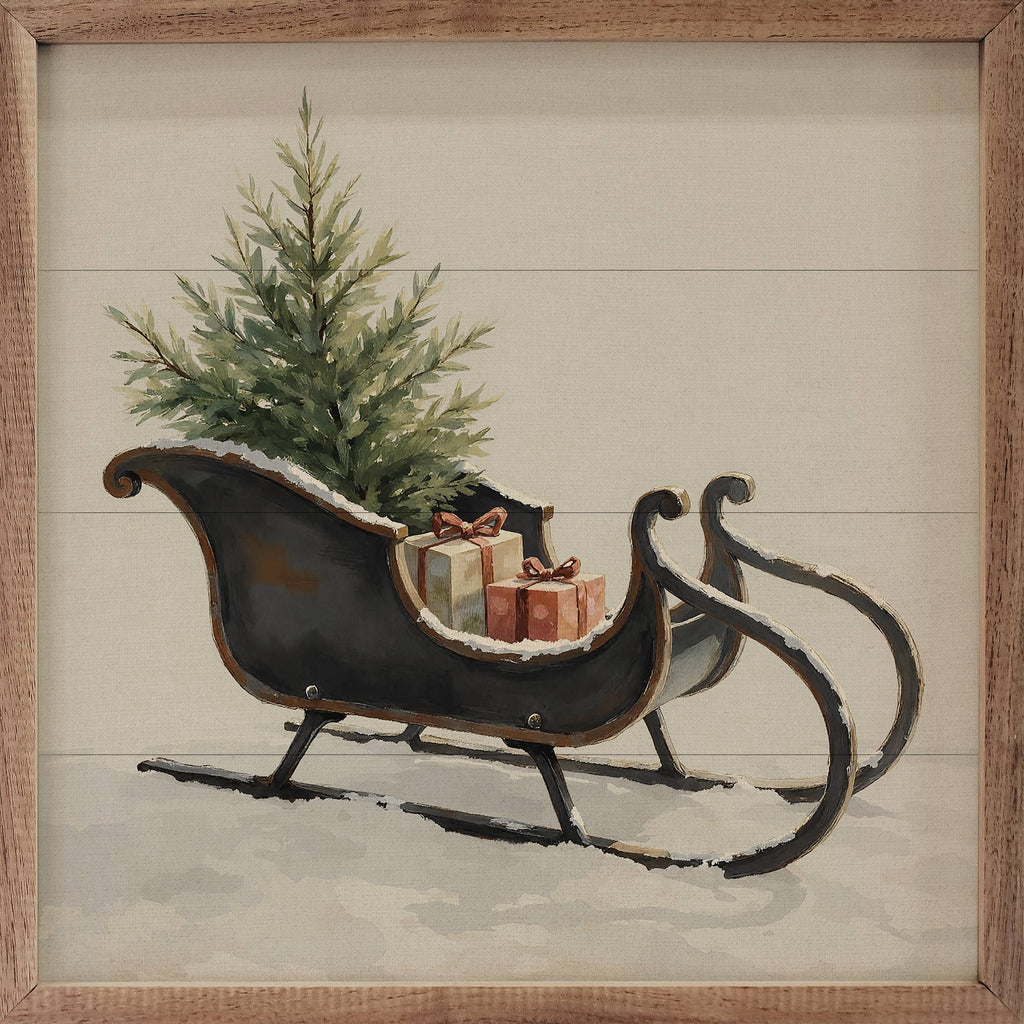 Vintage Black Sleigh: 12x12