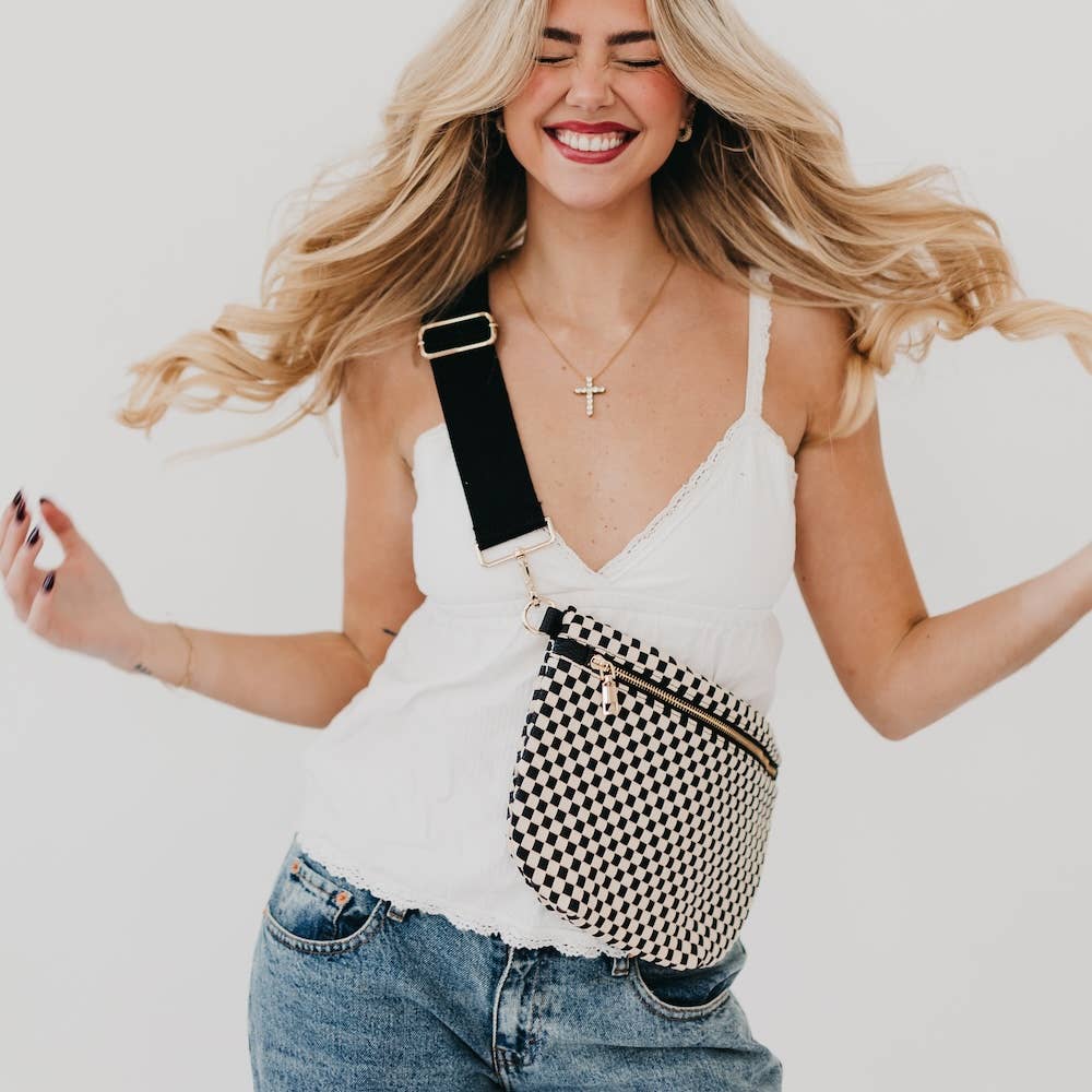 Westlyn Woven Bum Bag *NEW COLORS ADDED*: Woven Checkered Navy
