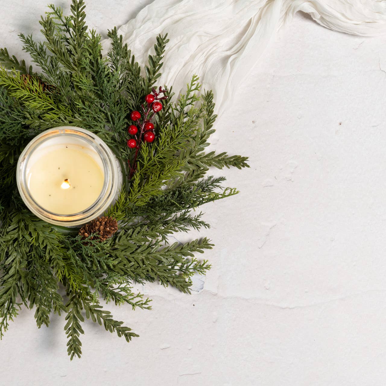 14" HEMLOCK & CEDAR CANDLE RING