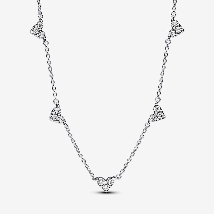 Triple Stone Heart Station Chain Necklace - Pandora - 393160C01