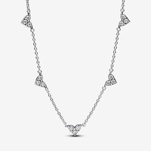 Triple Stone Heart Station Chain Necklace - Pandora - 393160C01